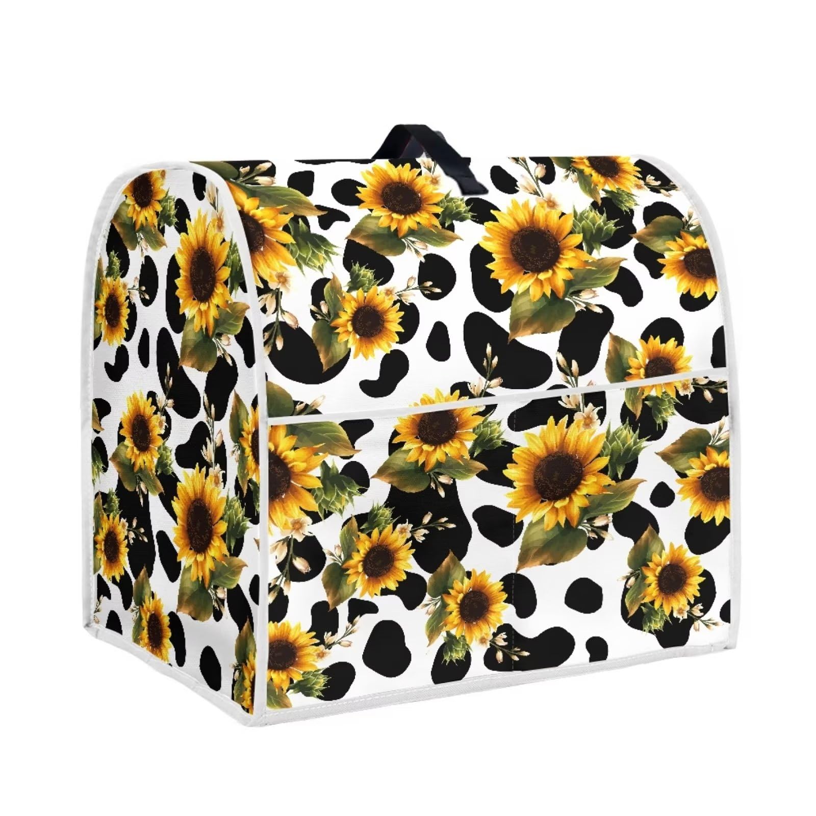 chaqlin Sunflower Cow Print Stand Mixer Cover,Stain Resistant Washable Protective Cover Kitchen Mixer Cover with Pocket for Stand Mixer,Food Mixer Cover Kitchen Blender Cover