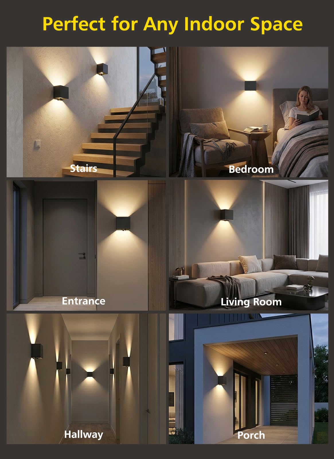 T-SUN 2 Piezas Aplique de Pared con Detector de Movimiento y Mando, 3 Modos Lámpara de Pared Recargable Sin Cable, Aplique de Pared Superior e Inferior con Temporizador para Interior/Exterior