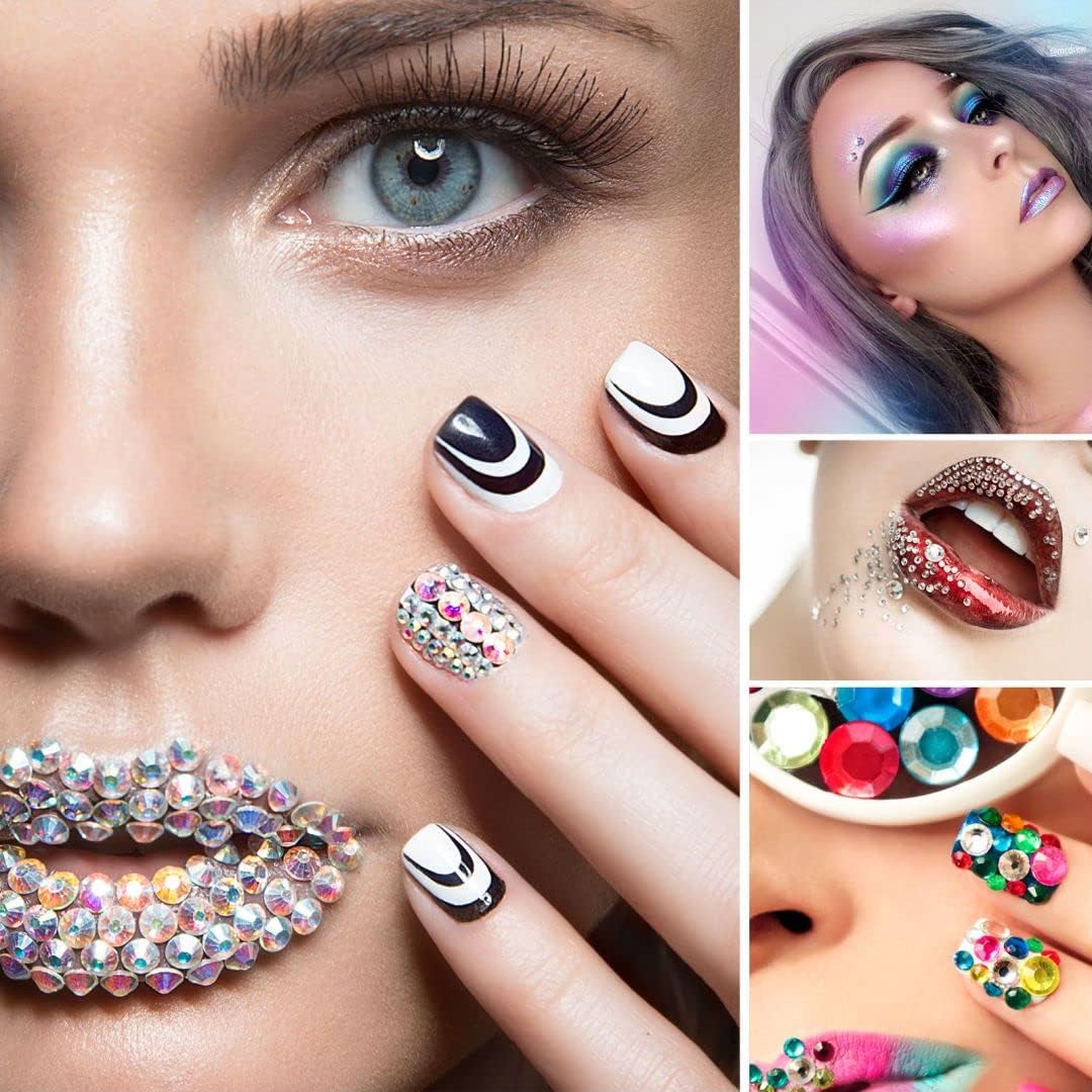 Sticro 5 Sizes Self-Adhesive Rhinestone Sticker 4950 Pieces 22 Colors from 2mm to 6mm Bling Craft Jewels Crystal Gem Stickers Ideal for Face, Body, Makeup, Festival, Carnival, Crafts & Embellishments : Arts, Crafts & Sewing