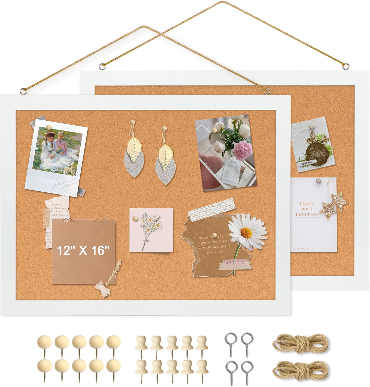 AMUSIGHT 2Pack DoubleSided Cork Board, 16" x 12" Hanging