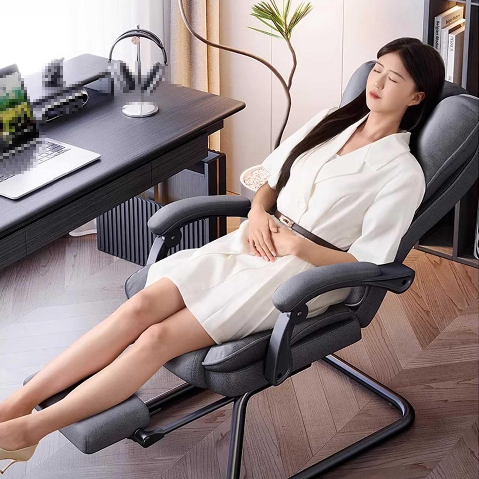 Wygodny Fotel z Pedałami Krzesło Komputerowe z Tkaniny Technologicznej Fotel Relaksacyjny do Siedzenia i Leżenia Nośność 250kg do Salonu, Sypialni, Biura(Gray)