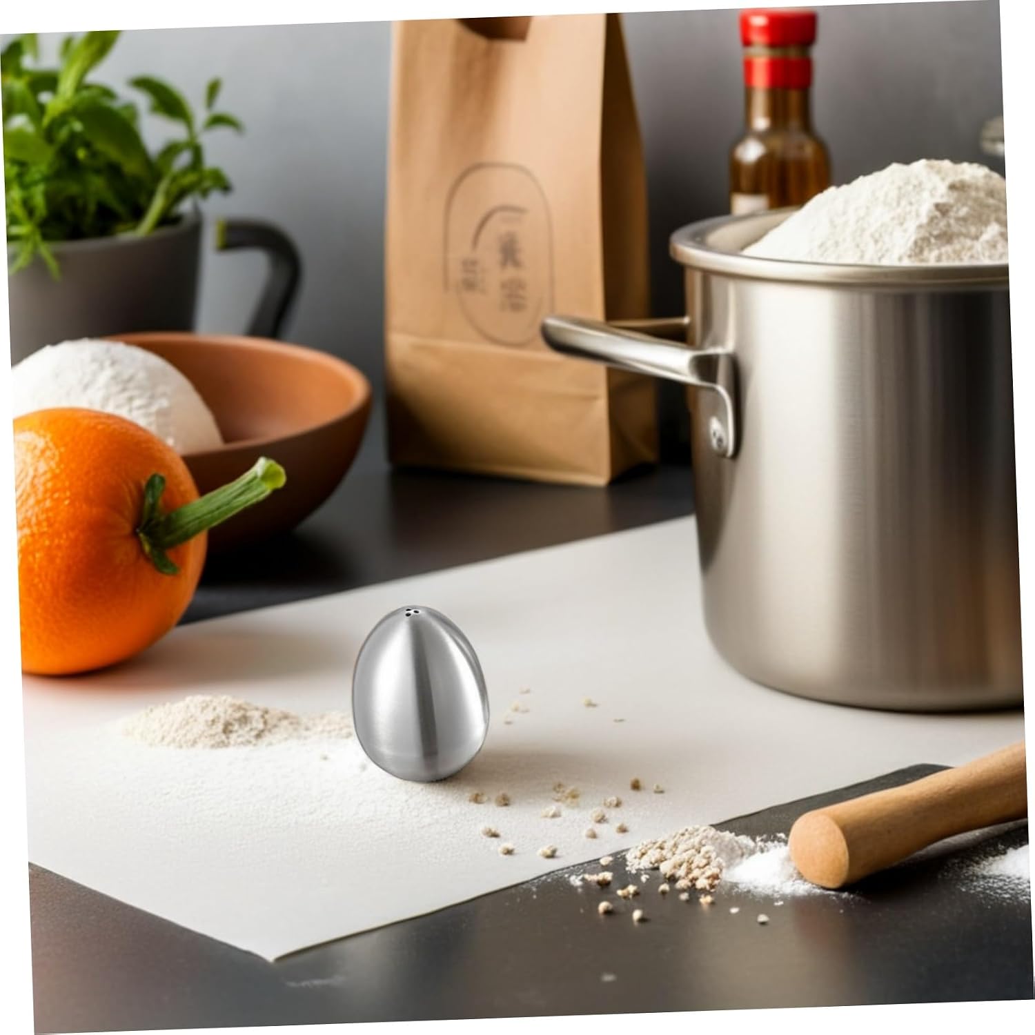 Egg Shaped Pepper Shaker with 3 Holes, Stainless Steel Rustproof Kitchen