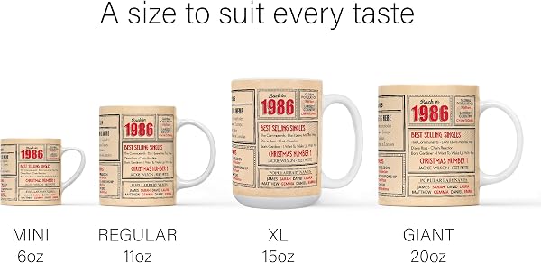 Mug Monster - 40th Birthday Gift - Back in 1986 in This Year Mug, Present for Men and Women, Birthday Gifts for Women, Birthday Gifts for Men, 40th Anniversary Present, 11oz White Mug - 4