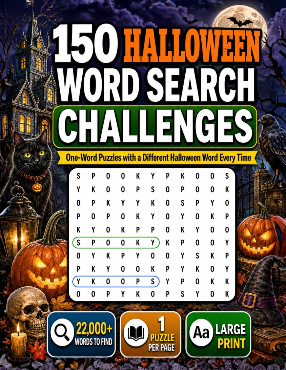 150 Halloween Word Search Challenges: One-Word Word Search Puzzles, with 22,000+ words to find (One-Word Word Search Challenges)
