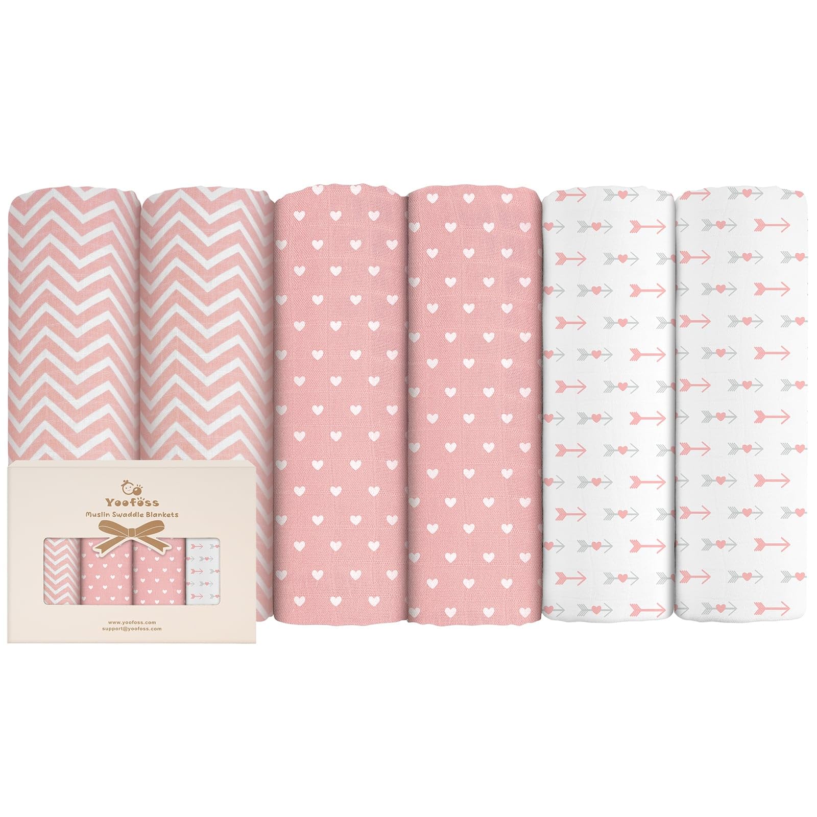 Yoofoss Muslin Cloths for Baby Muslin Squares 6 Pack Large 70 x 70cm Soft and Absorbent Organic Cotton Burp Cloths for Newborn Girls Boys-Coffee