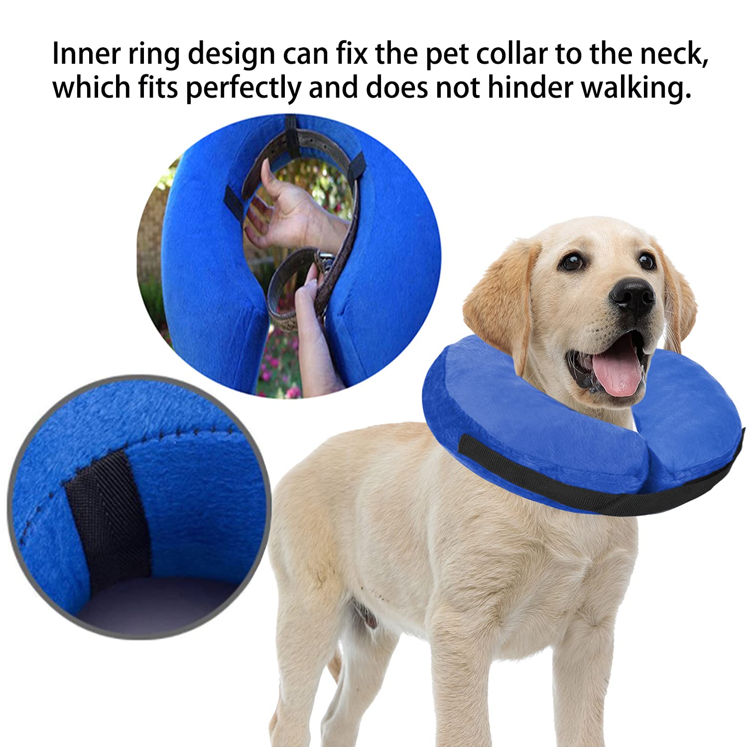 Inflatable Dog Recovery Collars Cones, Soft Adjustable Quick Release