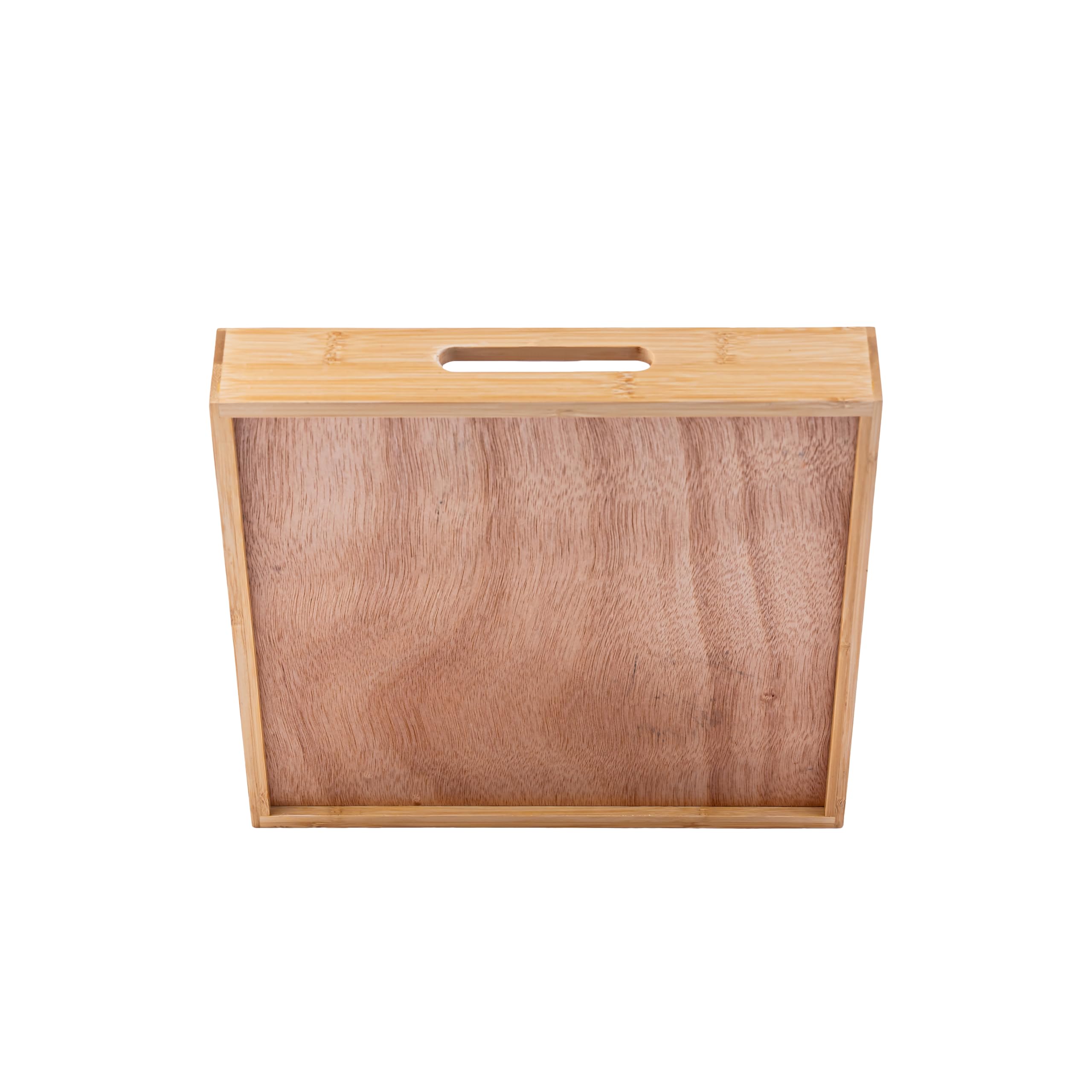 PEMAR Bandeja cuadrada de bambú de 12.2 pulgadas con asa para alimentos y bebidas, bandejas rectangulares de madera decorativas para mesa de café, comer en la cama (mosaico)