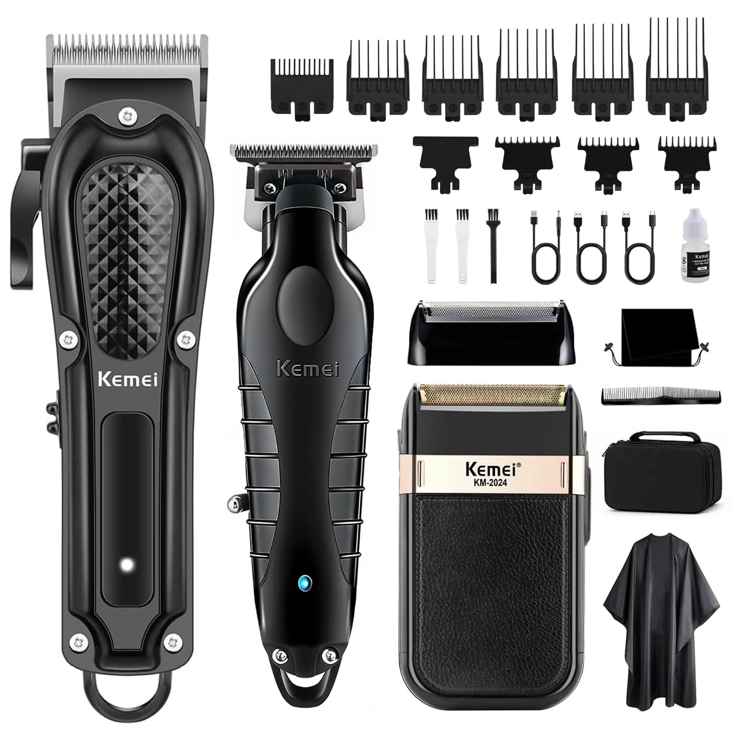 KEMEI Trimmers Cordless Hair Clippers for Men, Hair Cutting Kit