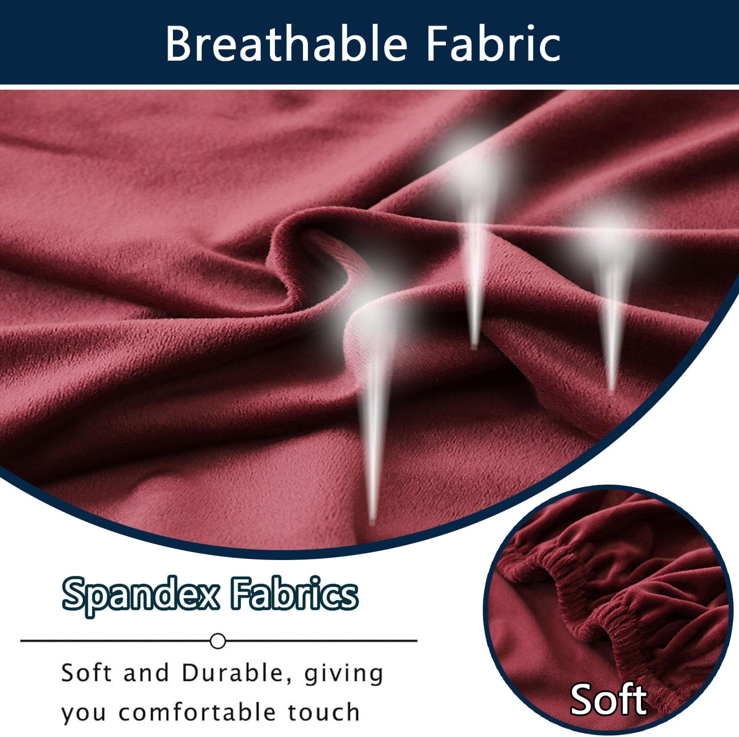 YOPOIY Round Back Dining Chairs Slipcovers Set of 6 4 2, Velvet French Country Dining Chair Covers Dining Room Chairs Covers for Hotel Restaurant (Burgundy,4 PCS)