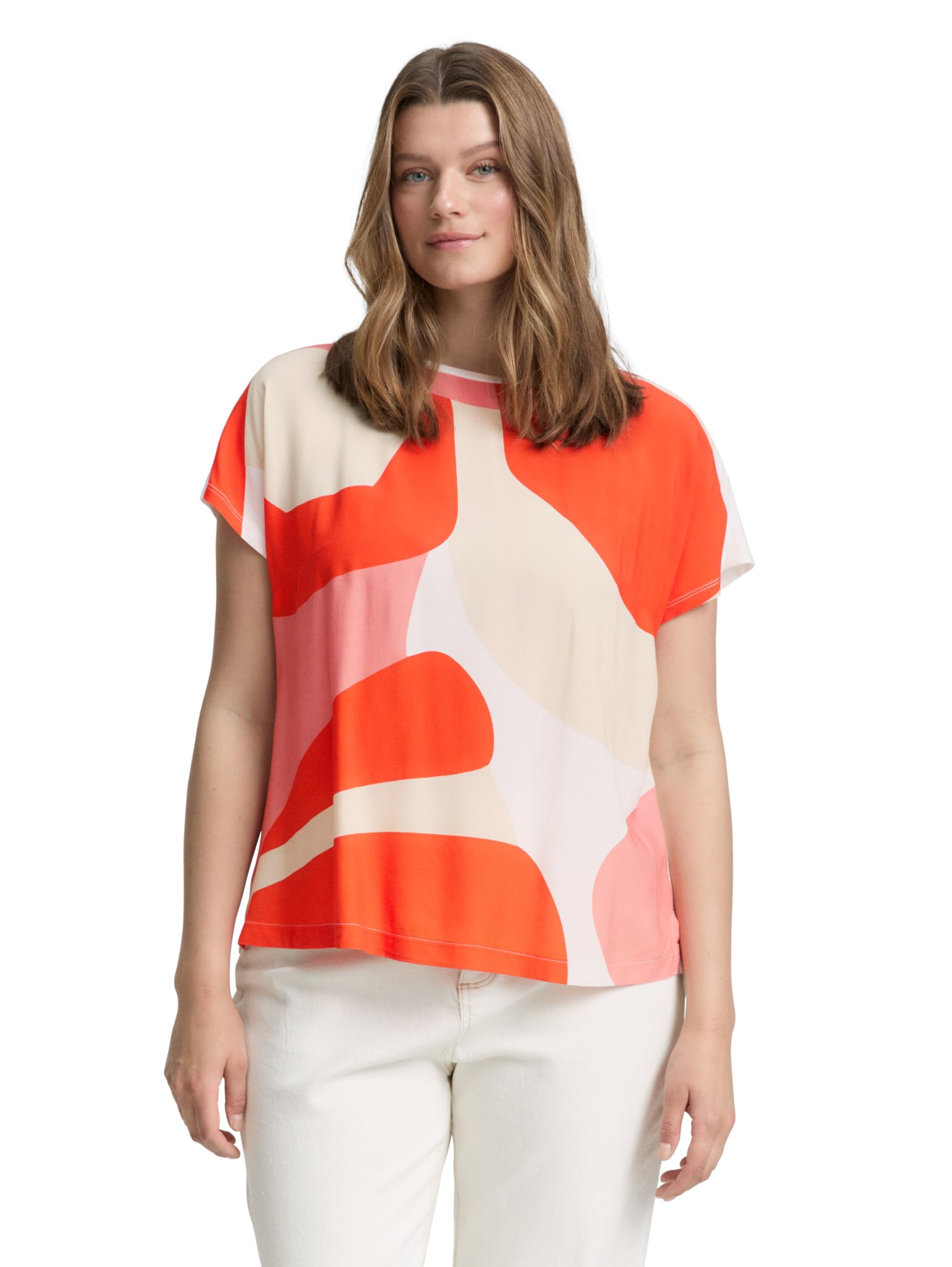 TOM TAILOR Damen Plus Size - T-Shirt im Material-Mix