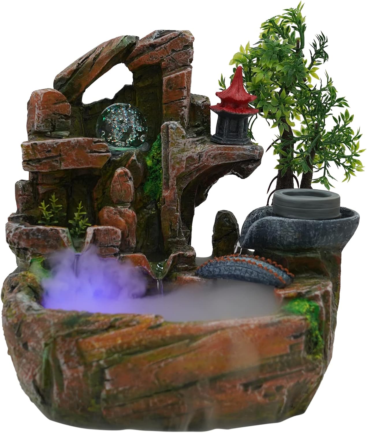 Indoor Relaxation Desktop Fountain Waterfall, Rockery, Water, Waterfall, Plants