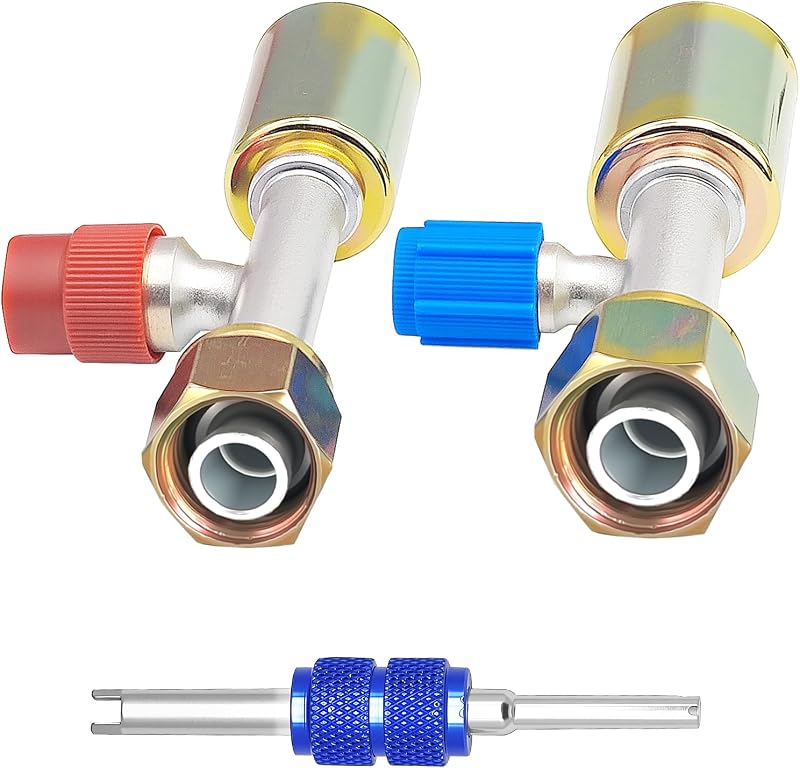 Kit de conexões para mangueira de ar-condicionado #8 e #10 Langina com válvula R134a – 2 peças