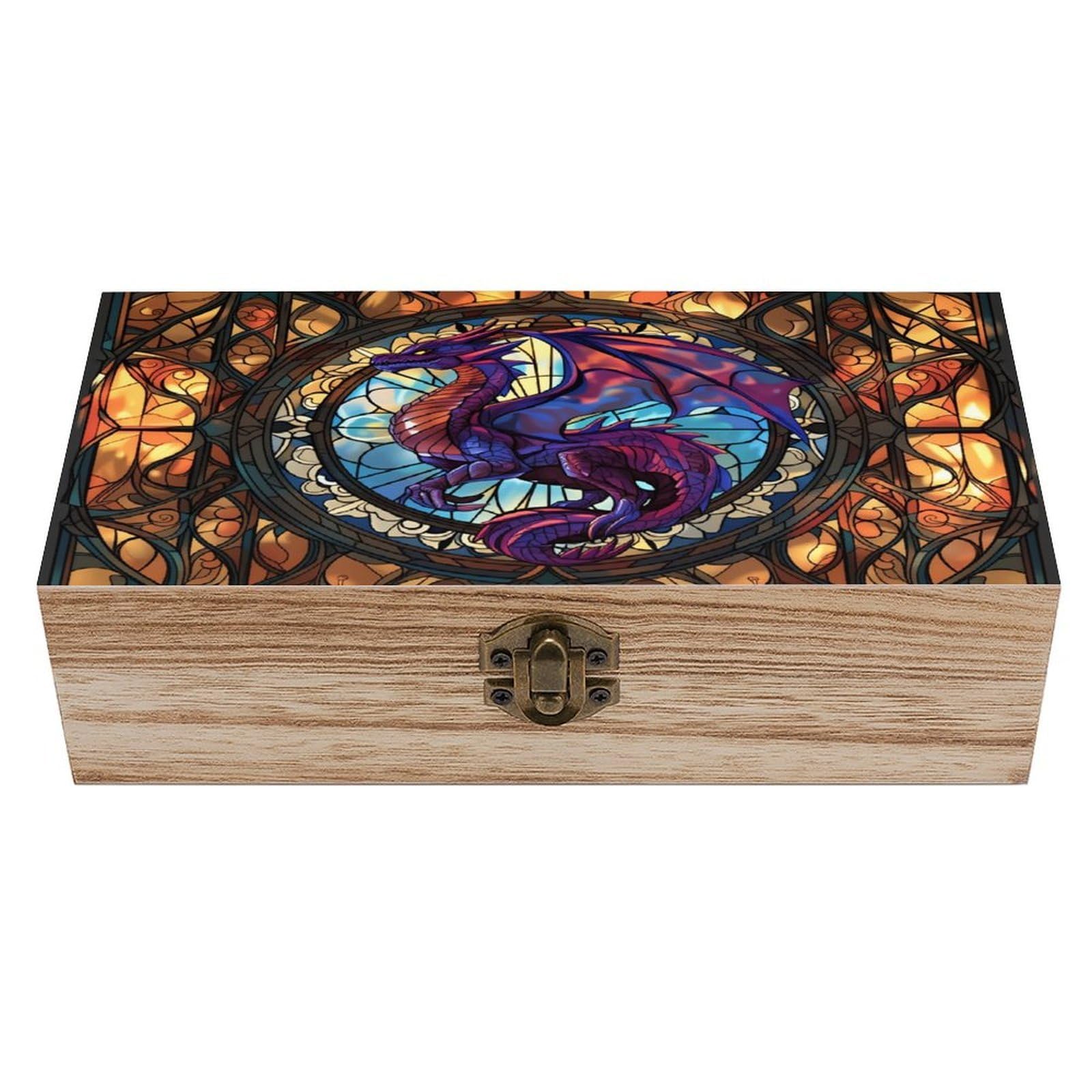 asbwuo Purple Flying Dragon Vintage Wooden Keepsake Box