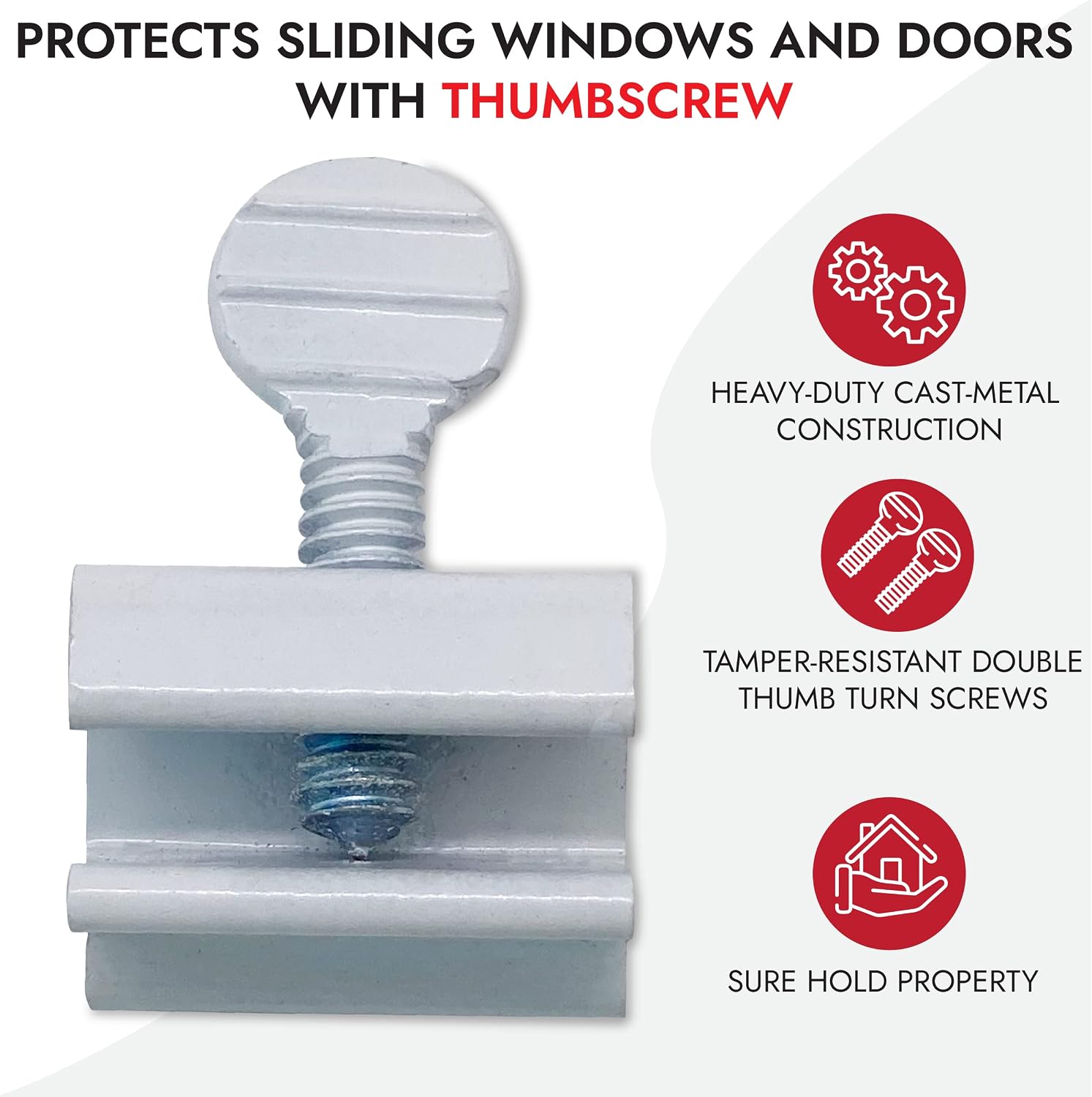 NU-SET Lock | Sliding Window Lock | Thumb Screw Window Lock for Window Security | Home Improvement & Door Hardware (White, 1 Pack)