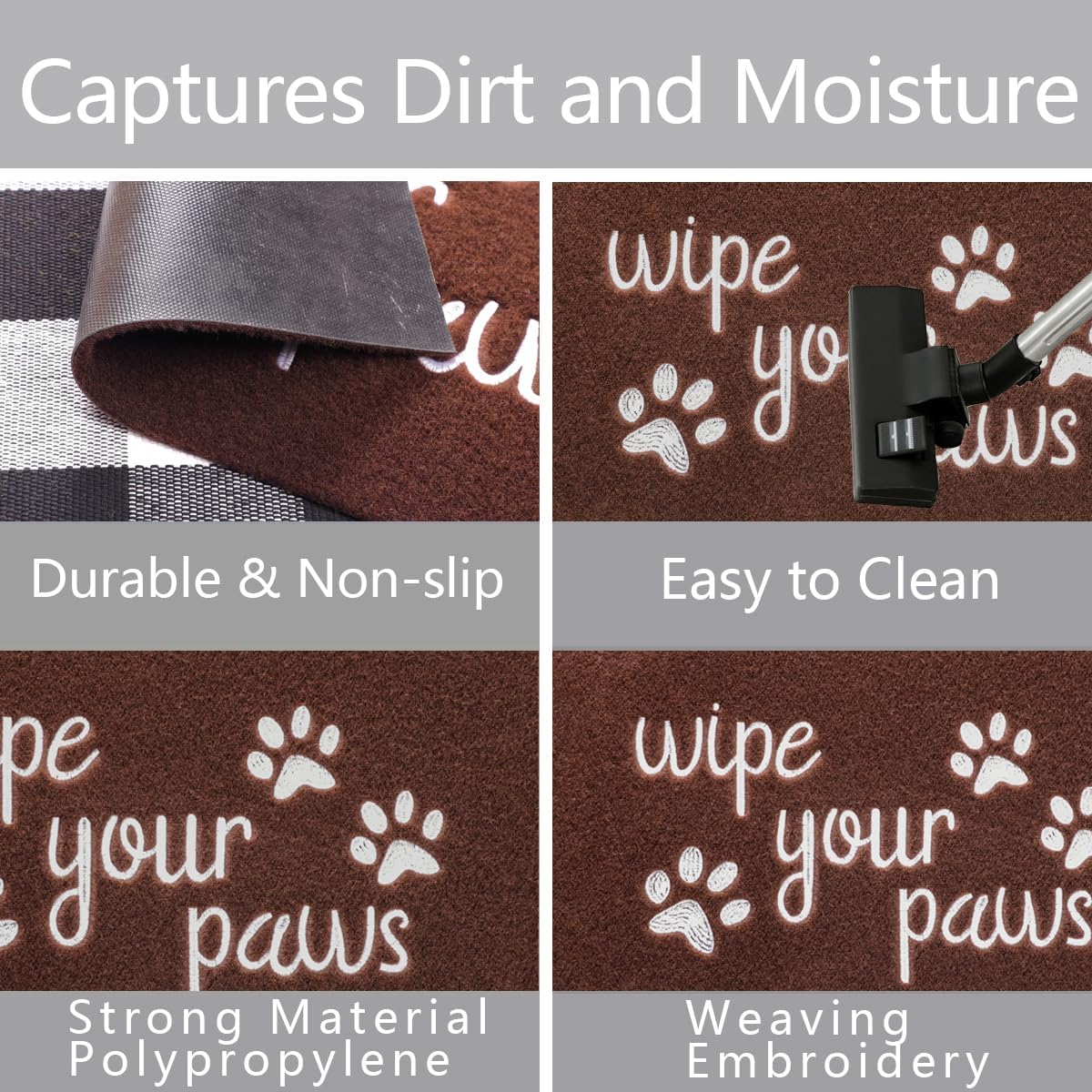 Welcome Large Mats for Front Door Wipe Your Paws Funny Doormat, Durable Natural Rubber Non Slip Back MatDog Mats for Entryway Porch Coffee Mat