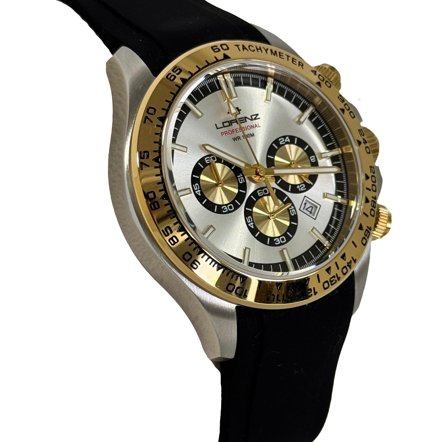 Lorenz Chrono 26176BB Cronografo da uomo con cinturino in gomma sub 100 metri