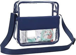 QKURT Clear Shoulder Bag with Adjustable Shoulder Strap, Concert Stadium Approved Transparent Bag for Women and Men Waterproof