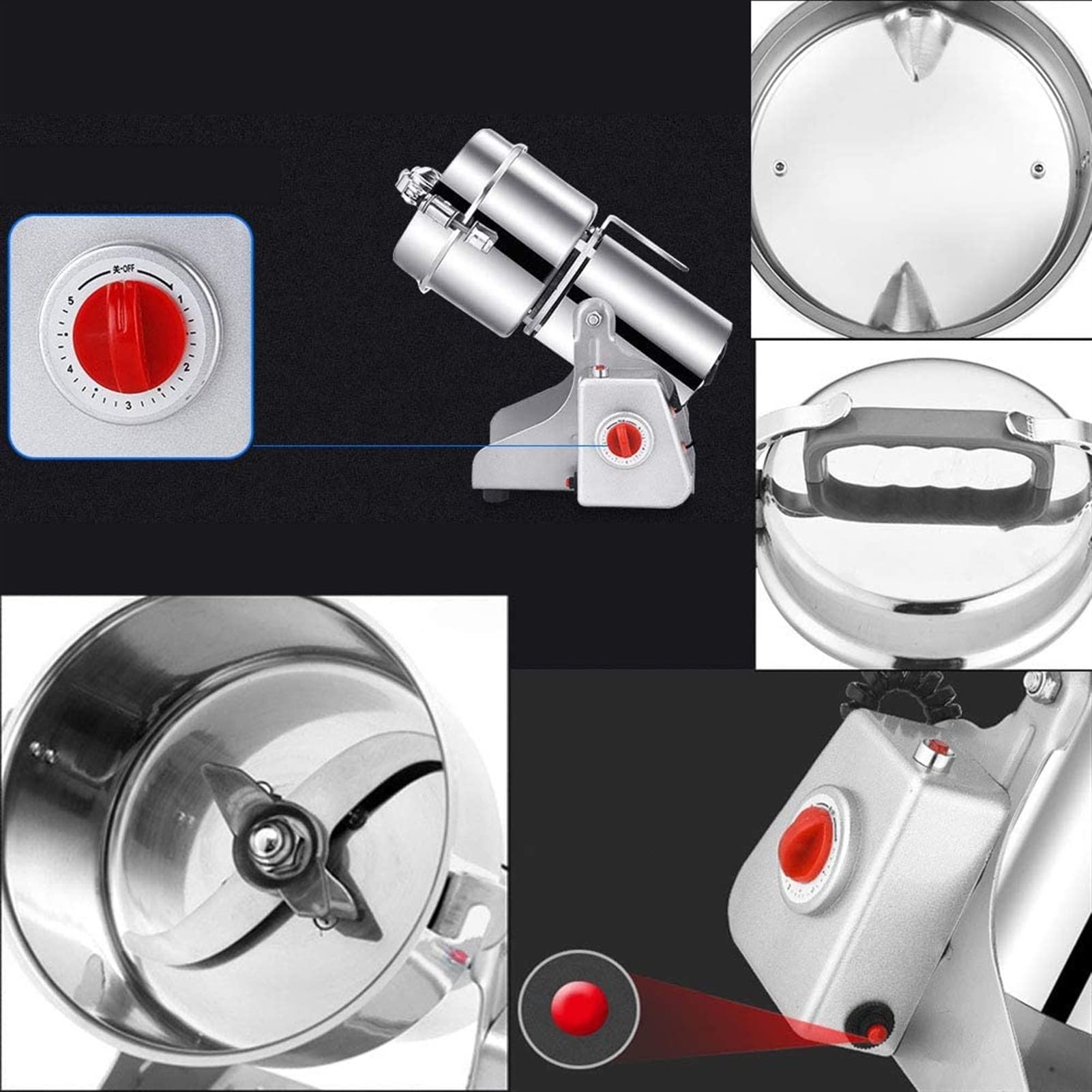Macinacaffè ad Alta velocità per Robot da Cucina in Acciaio Inossidabile da 700 g per Clinica ospedaliera Laboratorio per Famiglie spezie Erbe aromatiche 1000 ml smerigliatrice