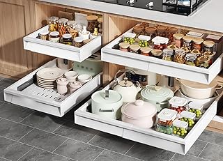 4 Pack Pull Out Cabinet Organizer Expandable Width (12