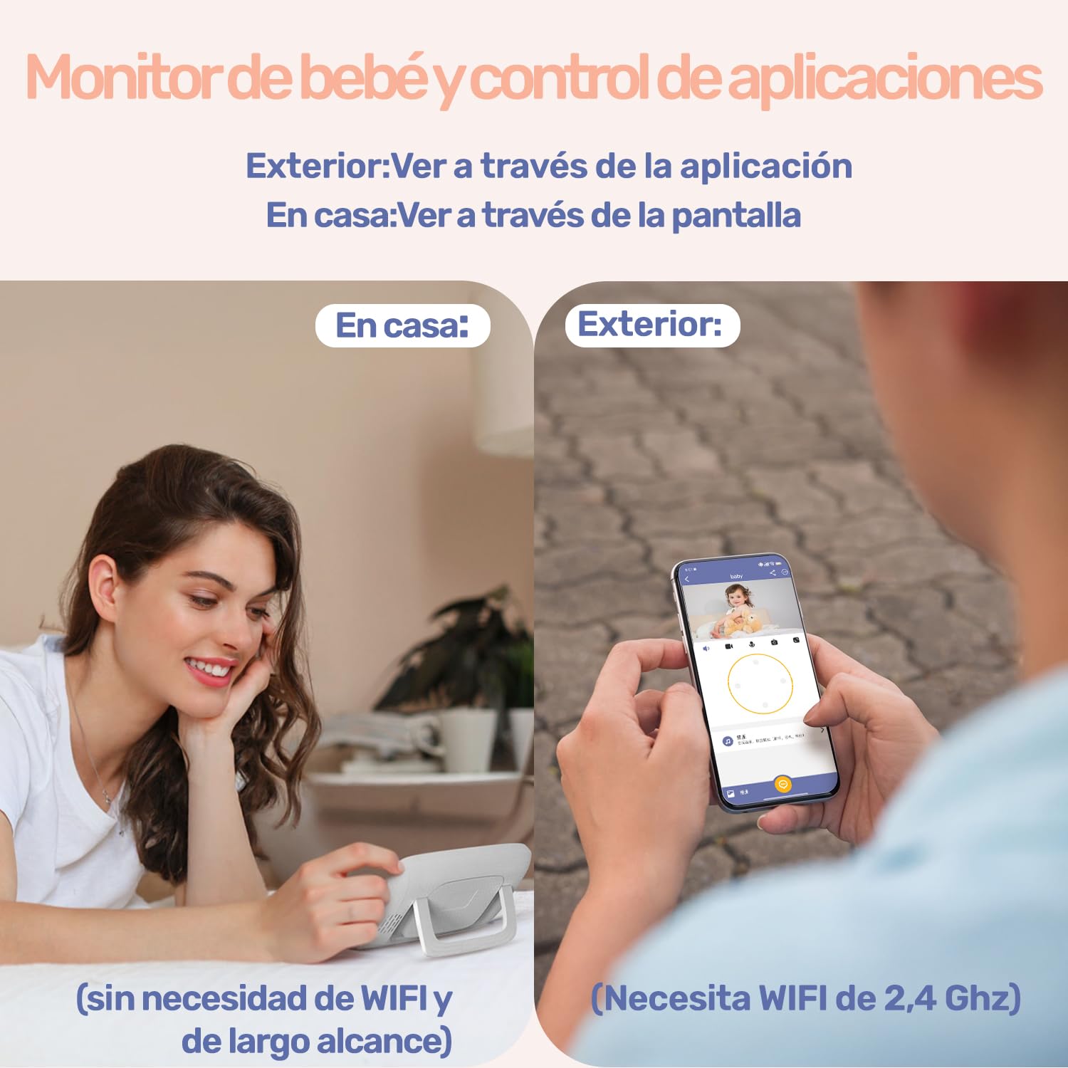 Camara Vigilancia Bebe con App Movil, 4" IPS Pantalla, 360 ​​Grados, Visión Nocturna, Detección Inteligente de llanto, Área de Seguridad Personalizada, VOX