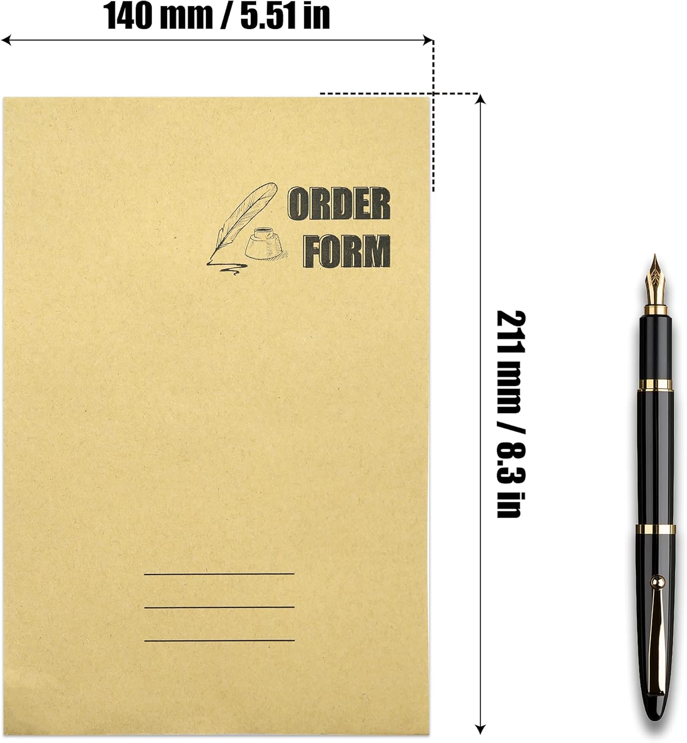 Lesnala 2-Part Carbonless Order Form Pads 2 pcs,50 sets each,White/Yellow14x21cm（ 5.5 x 8.26 in） Which Can Use in Store,warehouse,office,restaurant and so on as Sign receipt,Sale Form,Invoice Purchase