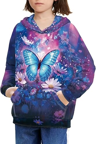 Hoodie for Kids Ages 6-16 Girls Fall Outfits Fashion Sweatshirt with Pockets Stylish Hoodie Cute Animal Sweatshirt