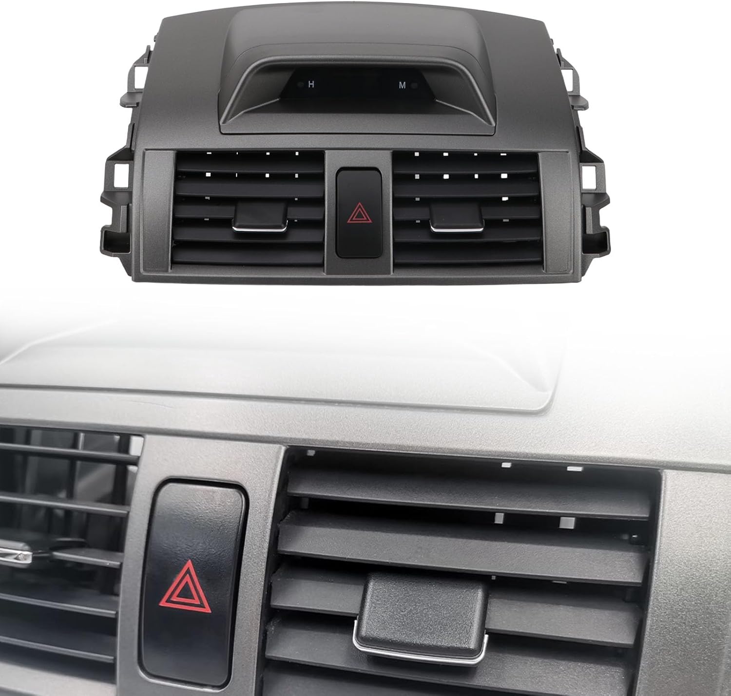 Center Dash A/C Outlet Air Vent Panel with Clock Air Vent for 2009-2013 Toyota Corolla - Direct Fit Replacement for OEM 55670-02340, Durable Waterproof ABS Plastic, Easy Plug-and-Play Installation