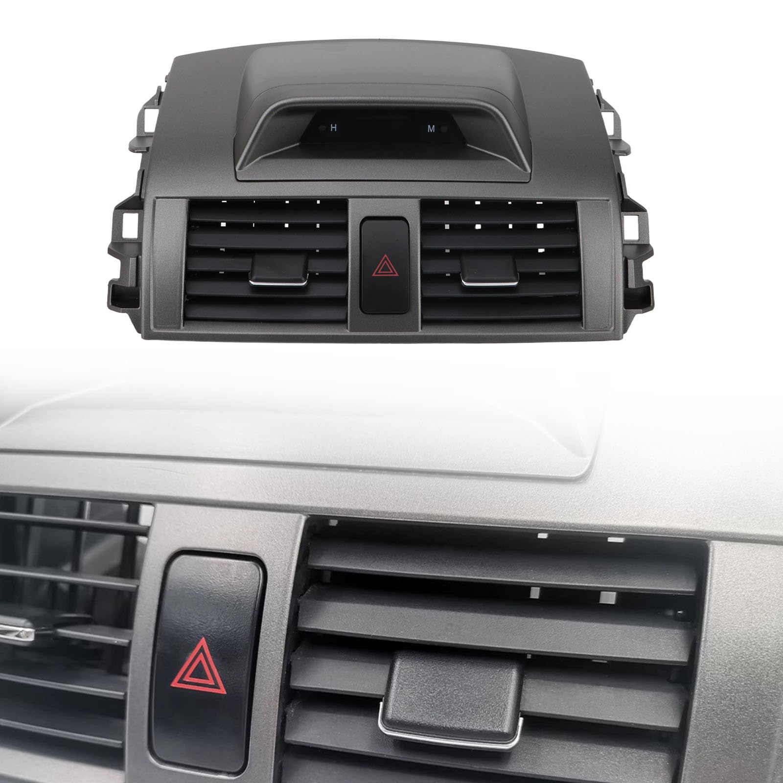 Center Dash A/C Outlet Air Vent Panel with Clock Air Vent for 2009-2013 Toyota Corolla - Direct Fit Replacement for OEM 55670-02340, Durable Waterproof ABS Plastic, Easy Plug-and-Play Installation