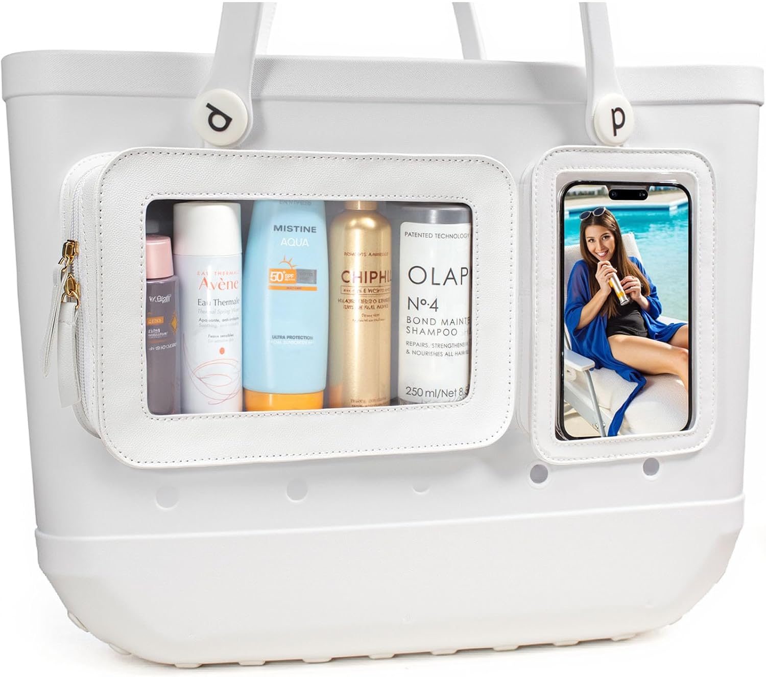 LETGO 2 Packs Clear Pouch Bag Accessories for Insert Bags Travel Clear Toiletry Organizer Divider Storage Inner Pouch Phone Holder for Beach Tote Bags Accessories