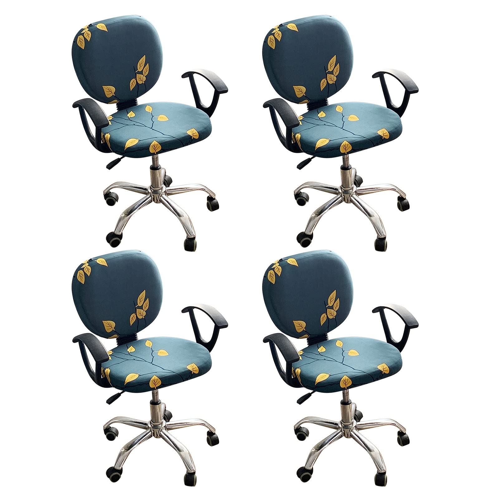 Housses de chaises KnSam feuilles bleu jaune pour salle à manger