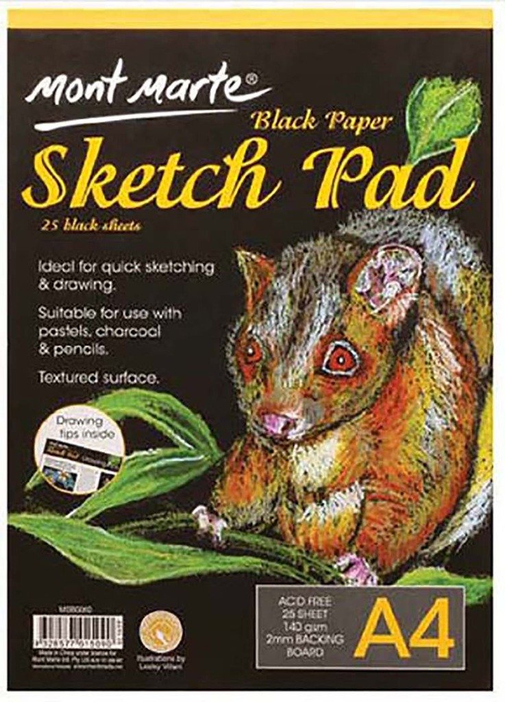 Mont Marte PAP0019 Skizzenblock, 25 Blatt, 140 g/m², A4, Ölpastell, Buntstift, Kohlepapier