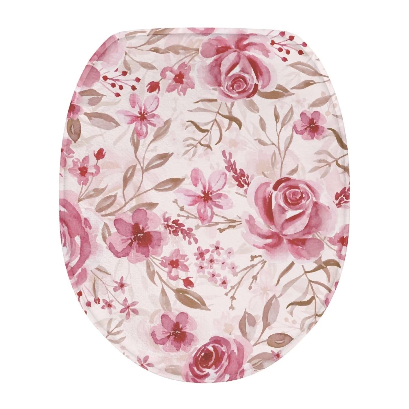 Bivxisrvo Pink Rose Toilet Tank Lid Cover Polyester Fabric Toilet Cover Elastic Edges Seat Covers Soft and Breathable Toilet Lid Covers for Bathroom Fits Most Toilet Lids