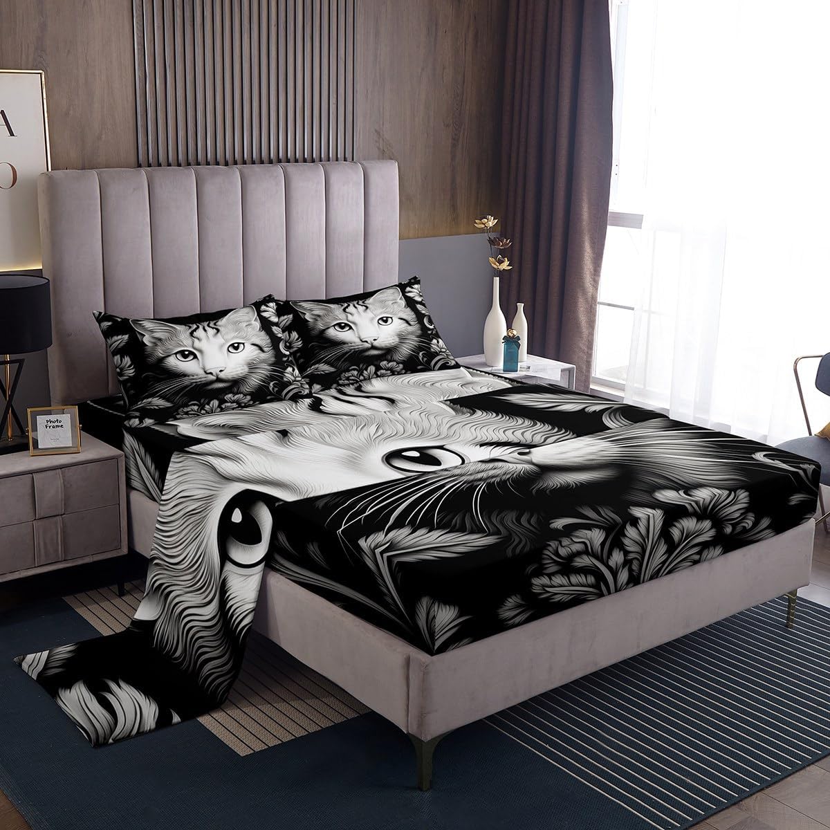 Feelyou King Size Piano Bed Sheets Boys Girls Musical Sheet Set for Kids Music Theme Bed Set Blue Sheets 4Pcs,1 Fitted Sheet+2 Pillow Sham+1 Flat Sheet