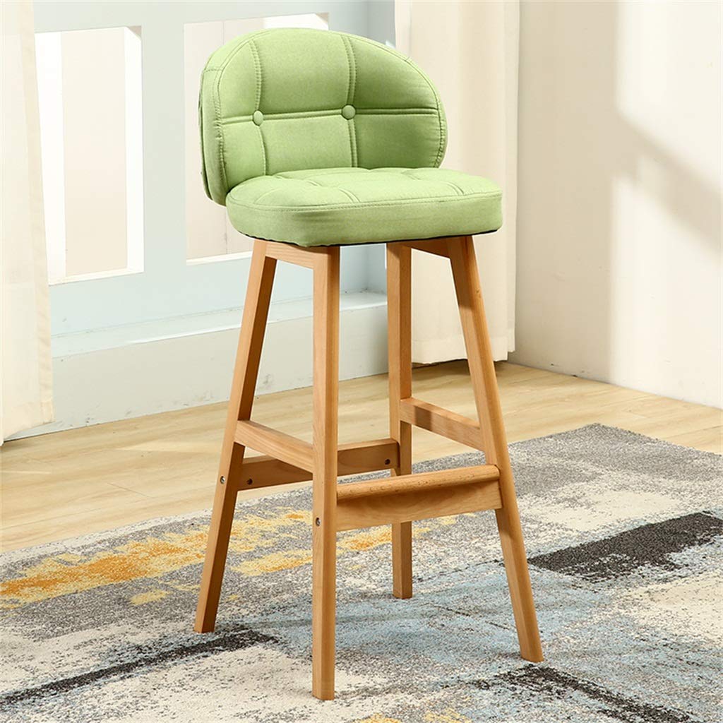 Chaise de bar en bois massif retro bleu pivotante pour éviter le mal de dos au comptoir