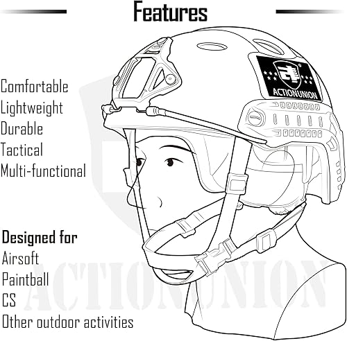 Miniatura 7 de ACTIONUNION Airsoft Helmet Pro Set PJ Type Tactical Paintball Casco