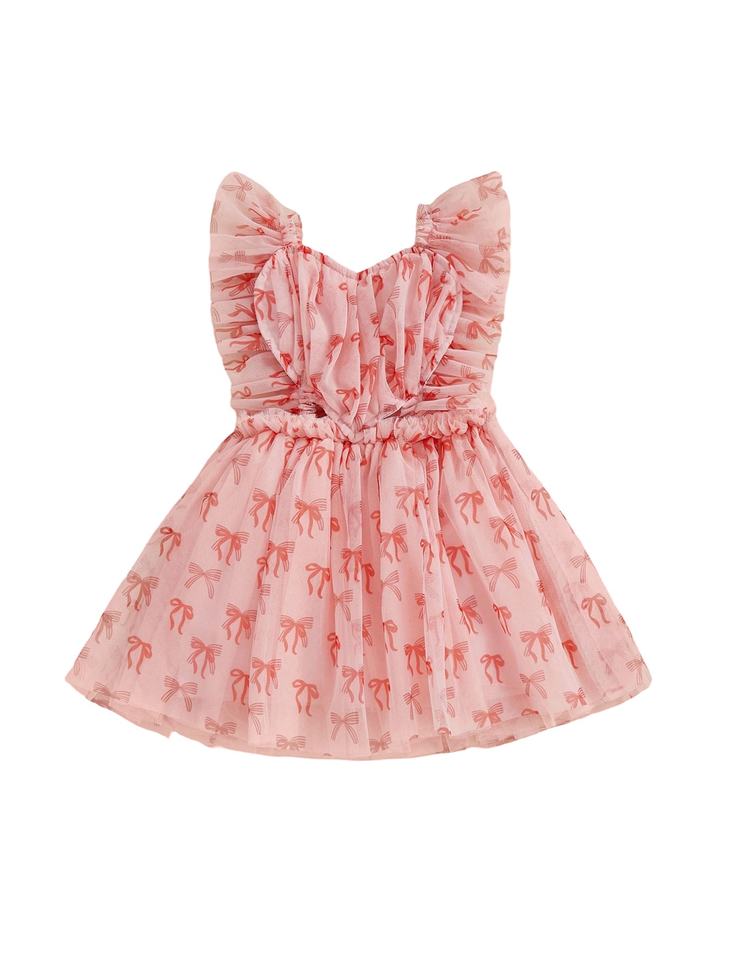 GXNRHG Baby Girl Valentines Tutu Sukienka Śliczny nadruk w kształcie serca Pończoch Suknie liniowe Letnia księżniczka Urodziny Party Wzburzona sukienka letnia