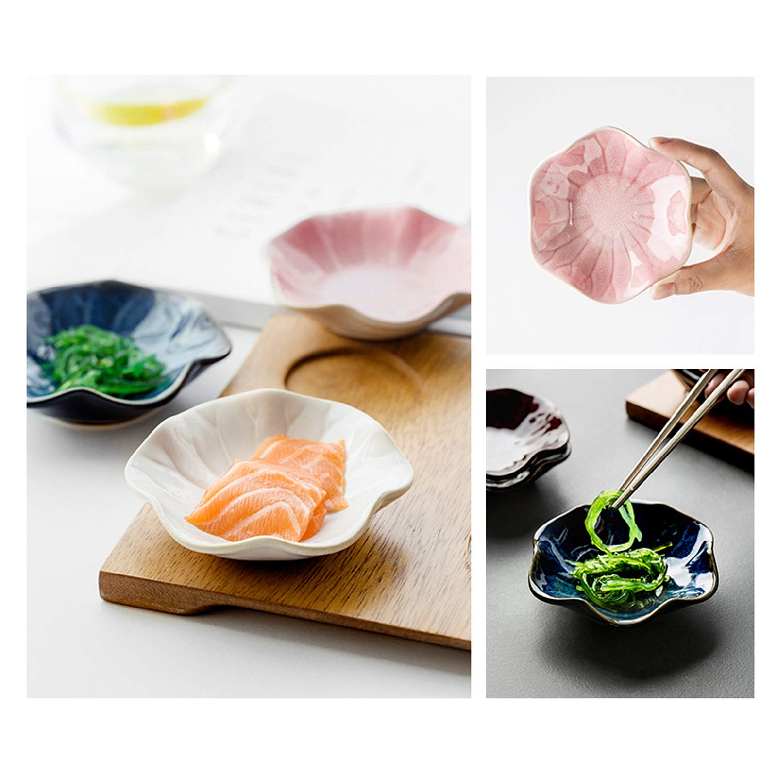 Dipschälchen Keramische Dip-Schalen Set exquisite Blumenform Tauchsauce-Schüsseln / Gerichte für Tomatensauce, Eiscreme, Desserts und andere Party-Abendessen 4,3 Zoll Saucen Schalen ( Color : Black )