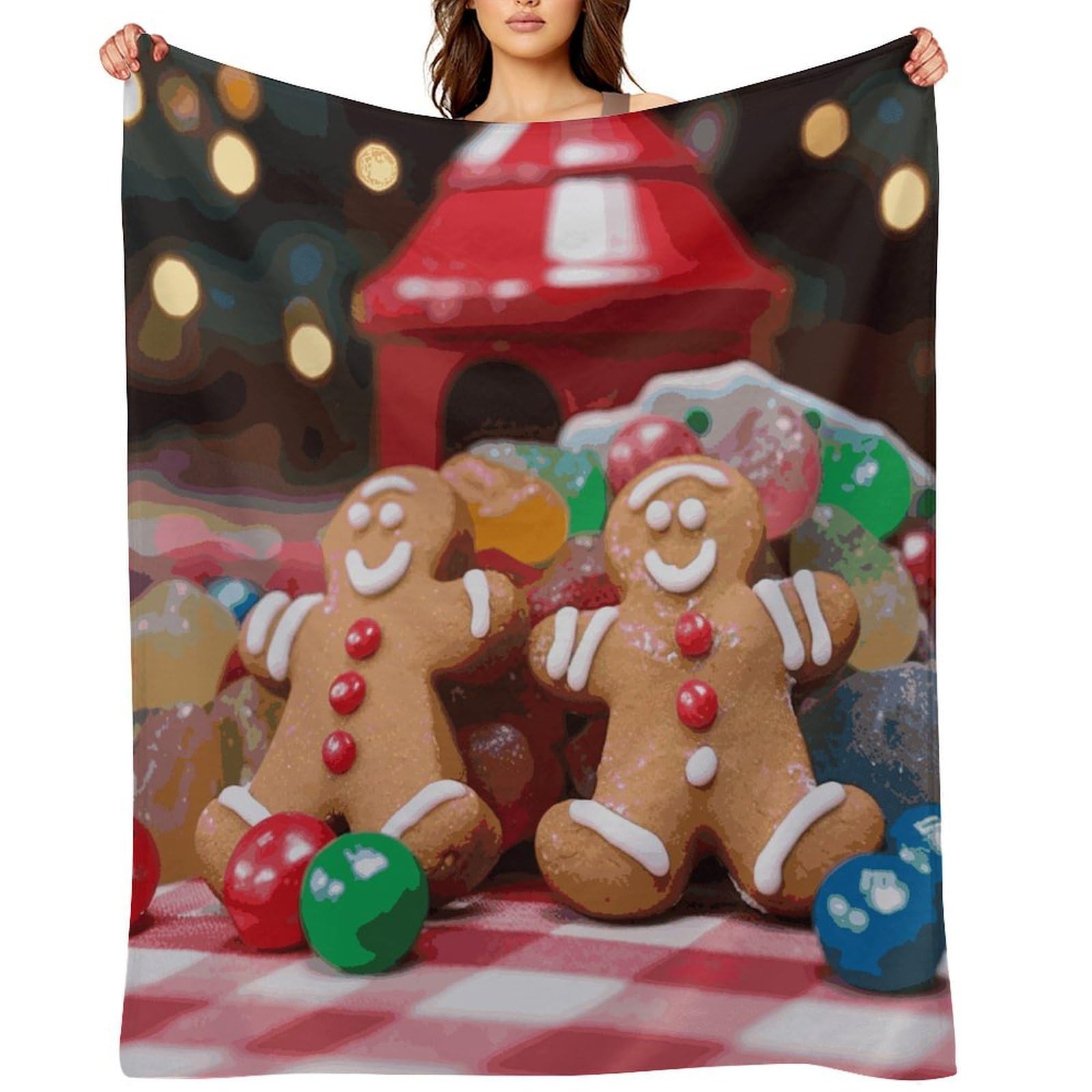 Fekiloot Style Gingerbread Man Candy Throw Blankets Camping Blanket50 X60