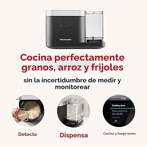 Miniatura 2 de Olla para granos y arroz KitchenAid de 8 tazas con báscula integrada de detección automática + tanque de agua, KGC3155, negro mate NEGRO MATE,Blanco