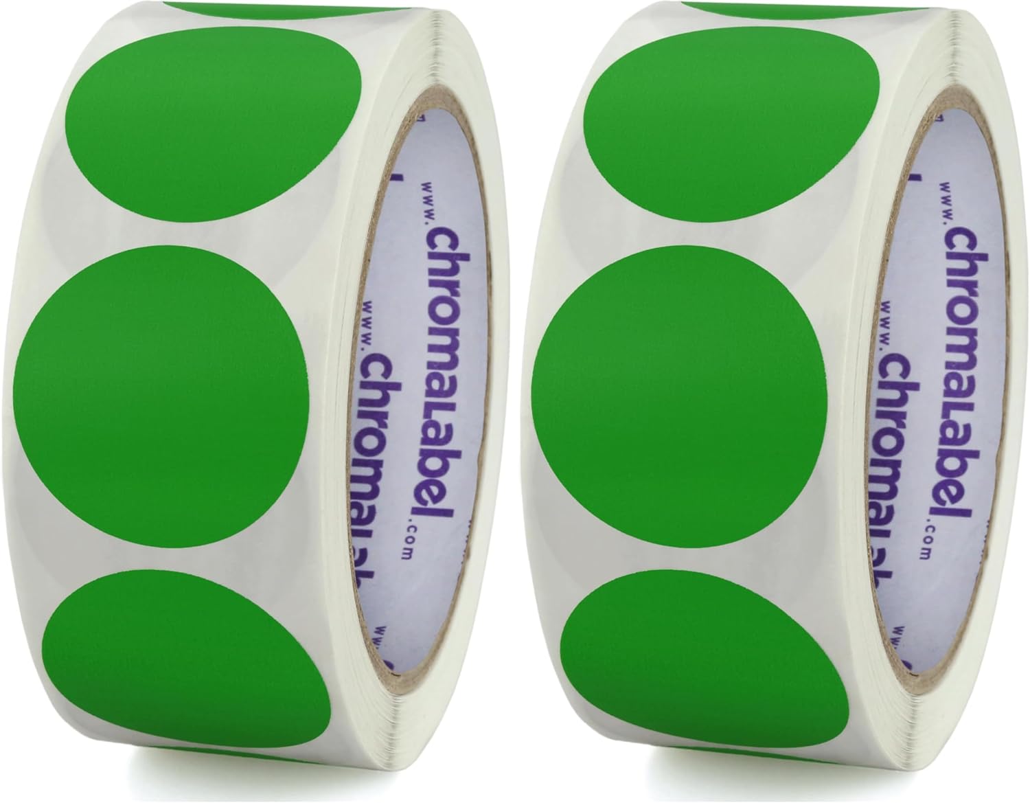 ChromaLabel 1.50 Inch Round Label Removable Color Code Dot Stickers, Inventory Labels, 500 Labels per Roll, Green (Pack of 2)