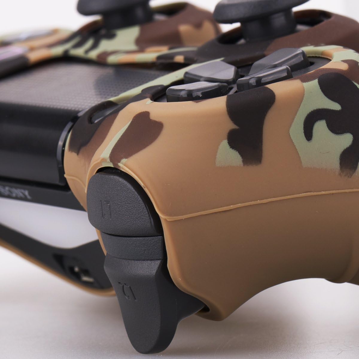 Water Transfer Printing Camouflage Silicone Cover Skin Case for Sony PS4/slim/Pro Dualshock 4 Controller x 1(Desert) with Pro Thumb Grips x 8