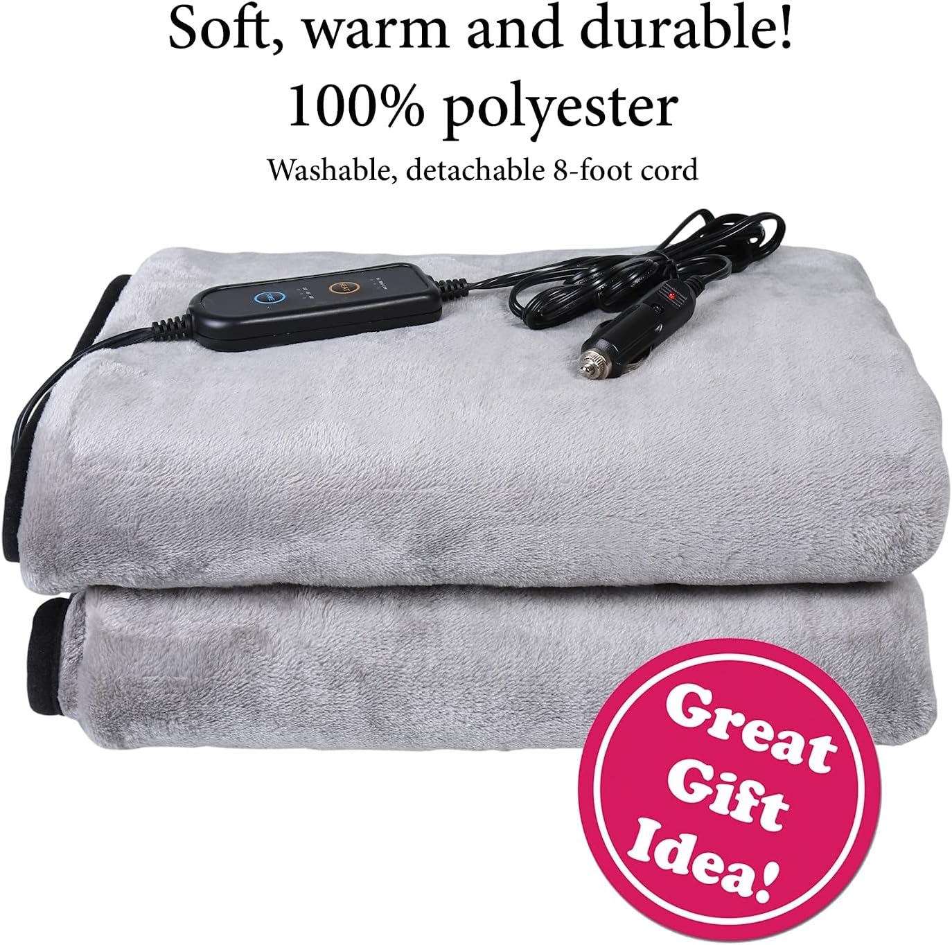 GREAT WORKING TOOLS Heated Car Blanket, 12v Heated Blanket for Car Electric Blanket 12v Washable 3 Heat Settings Auto Shutoff 55" X 40" - Grey : Automotive