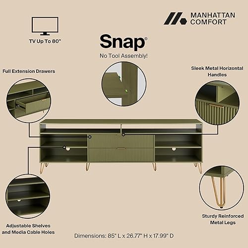 Miniatura 4 de Manhattan Comfort Dumbo - Soporte de TV moderno de mediados de siglo para televisores de hasta 80 pulgadas, centro de entretenimiento en casa con