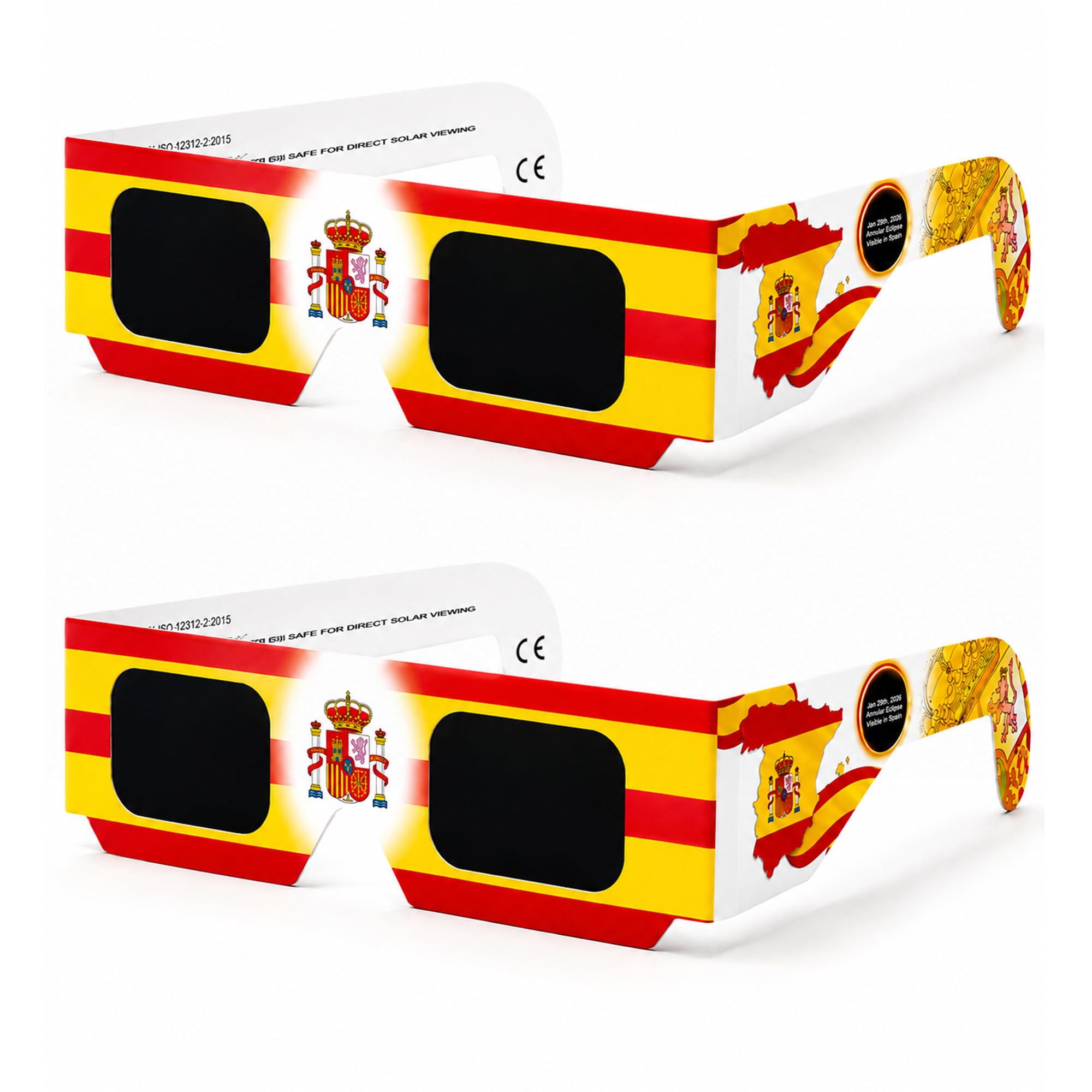 GEVECORI Solar Eclipse Glasses, ISO 12312-2, CE Marked, 2-Pack Yellow