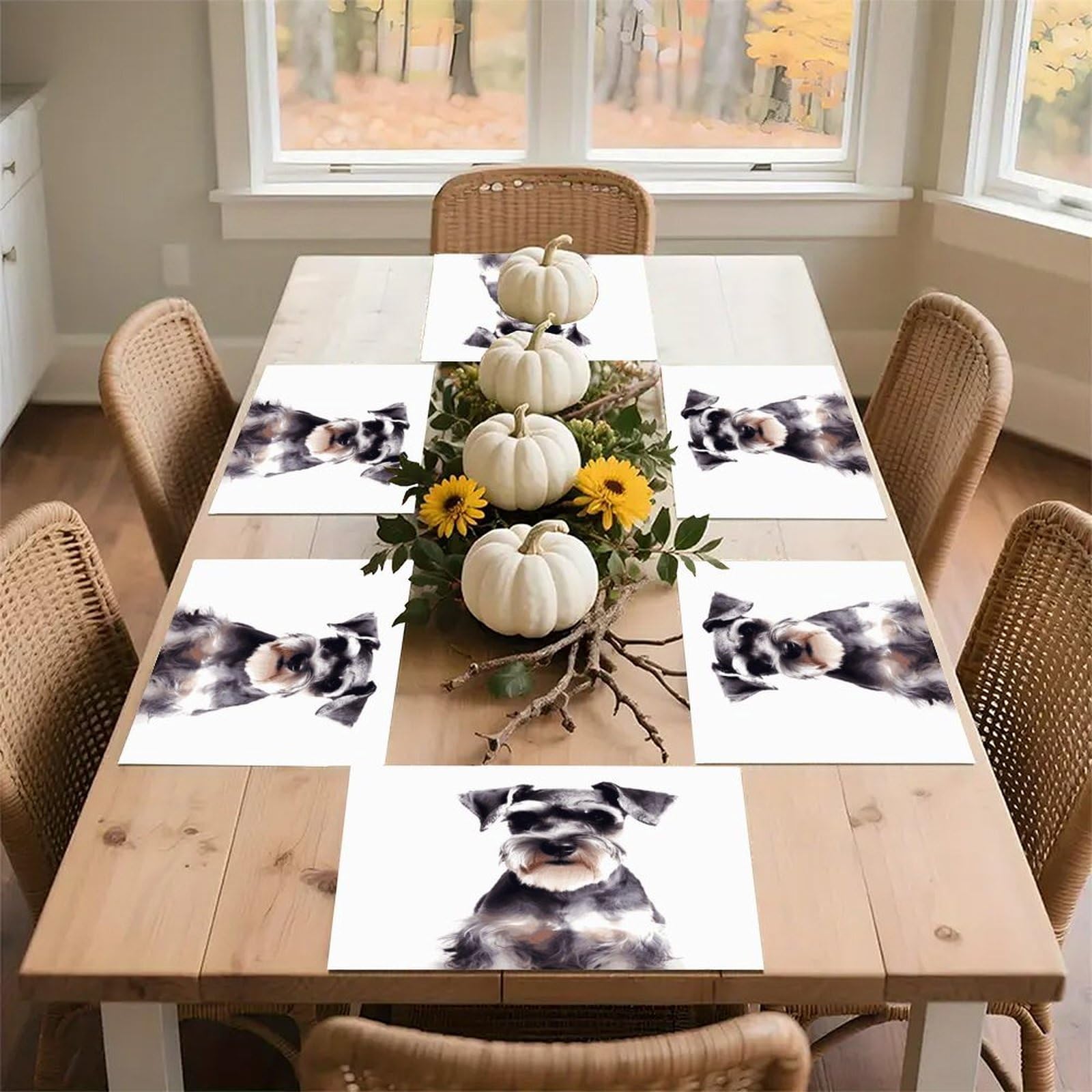 Well-Behaved Schnauzer Placemats Heat-Resistant Washable Place Mats Anti Slip Dining Table Place Mats Wipeable Dining Table Mats Kitchen Decoration Placemats 17.7’’×11.8’’