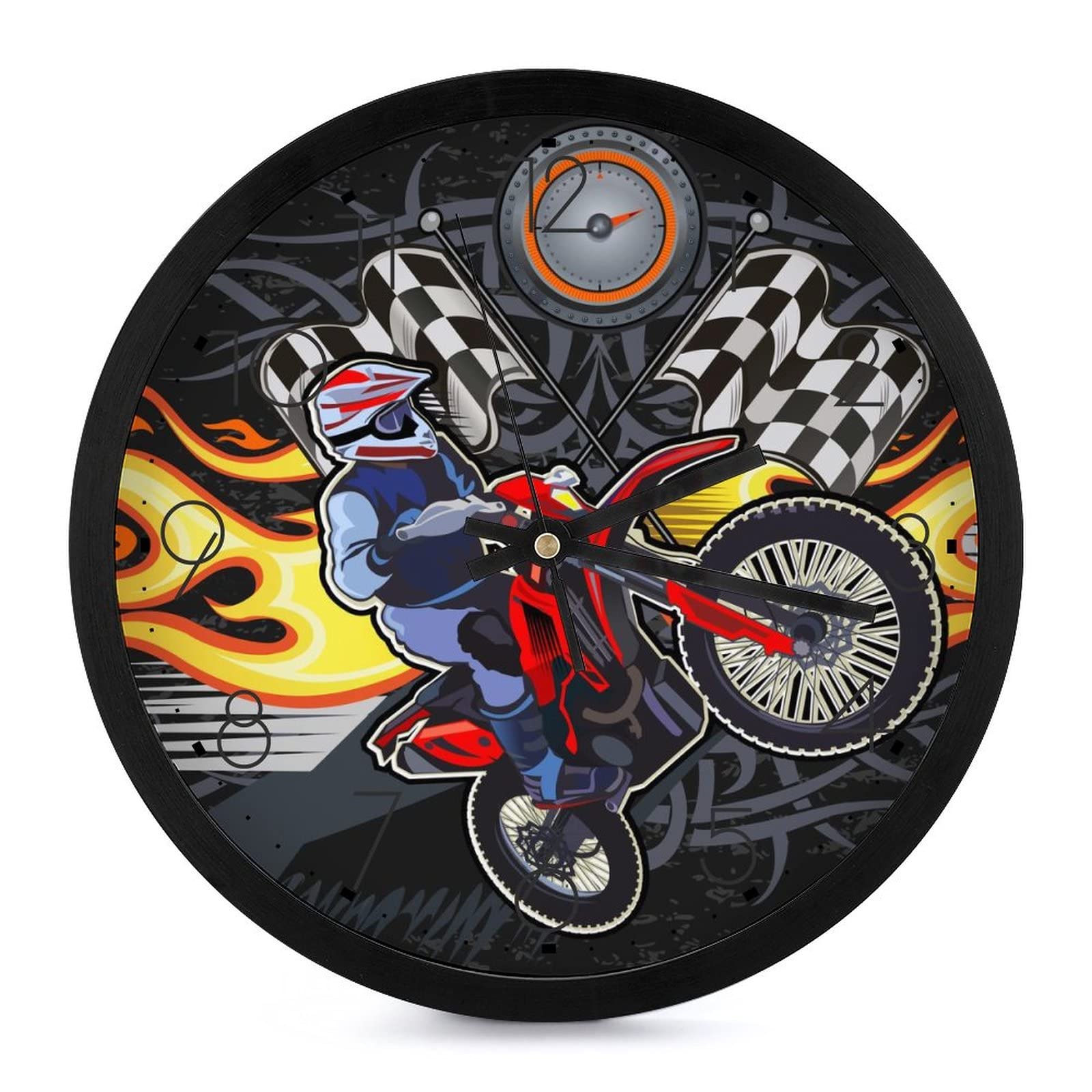 Horloge murale moto de feu pour salon et cuisine au design moderne