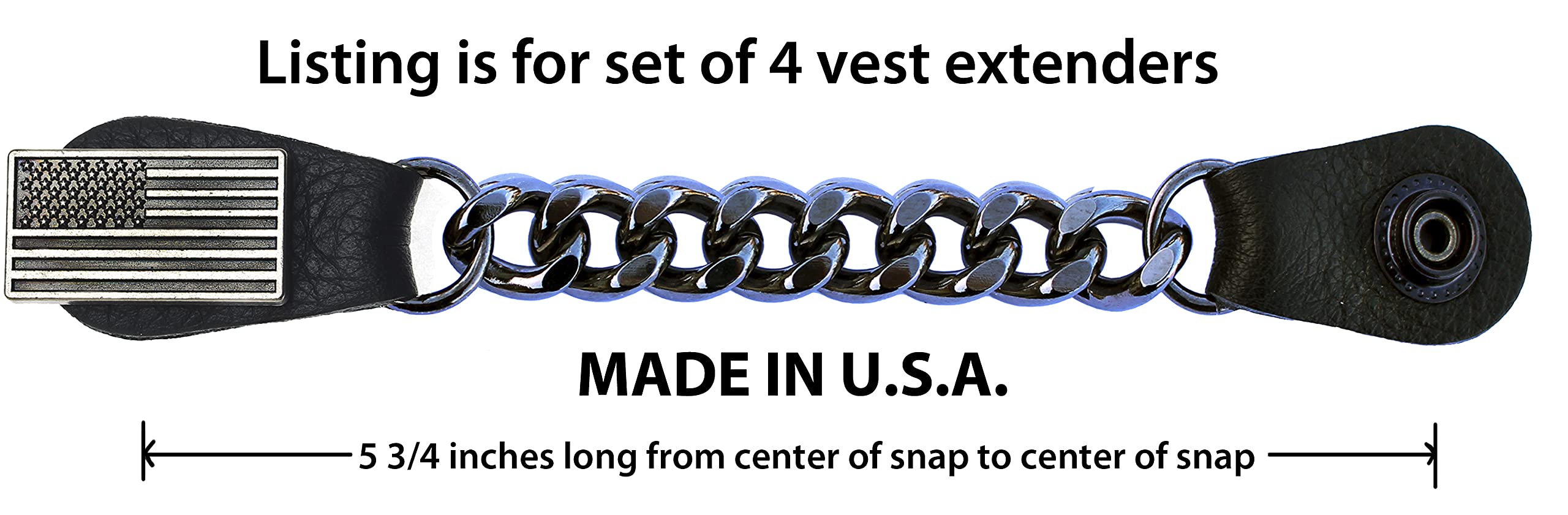TACTICAL FLAG vest extender on gunmetal chain Made in USA set of 4