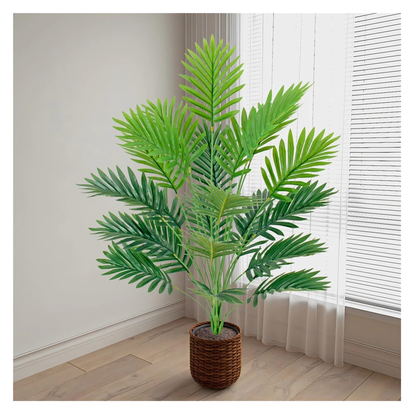 Künstliche Tannenzweige 88 cm 24 Blätter große künstliche Palme Tropische Kunstpflanze grüne Palmblatt Monstera-Zweige Hausgarten Balkon Dekoration(18 heads-80cm)