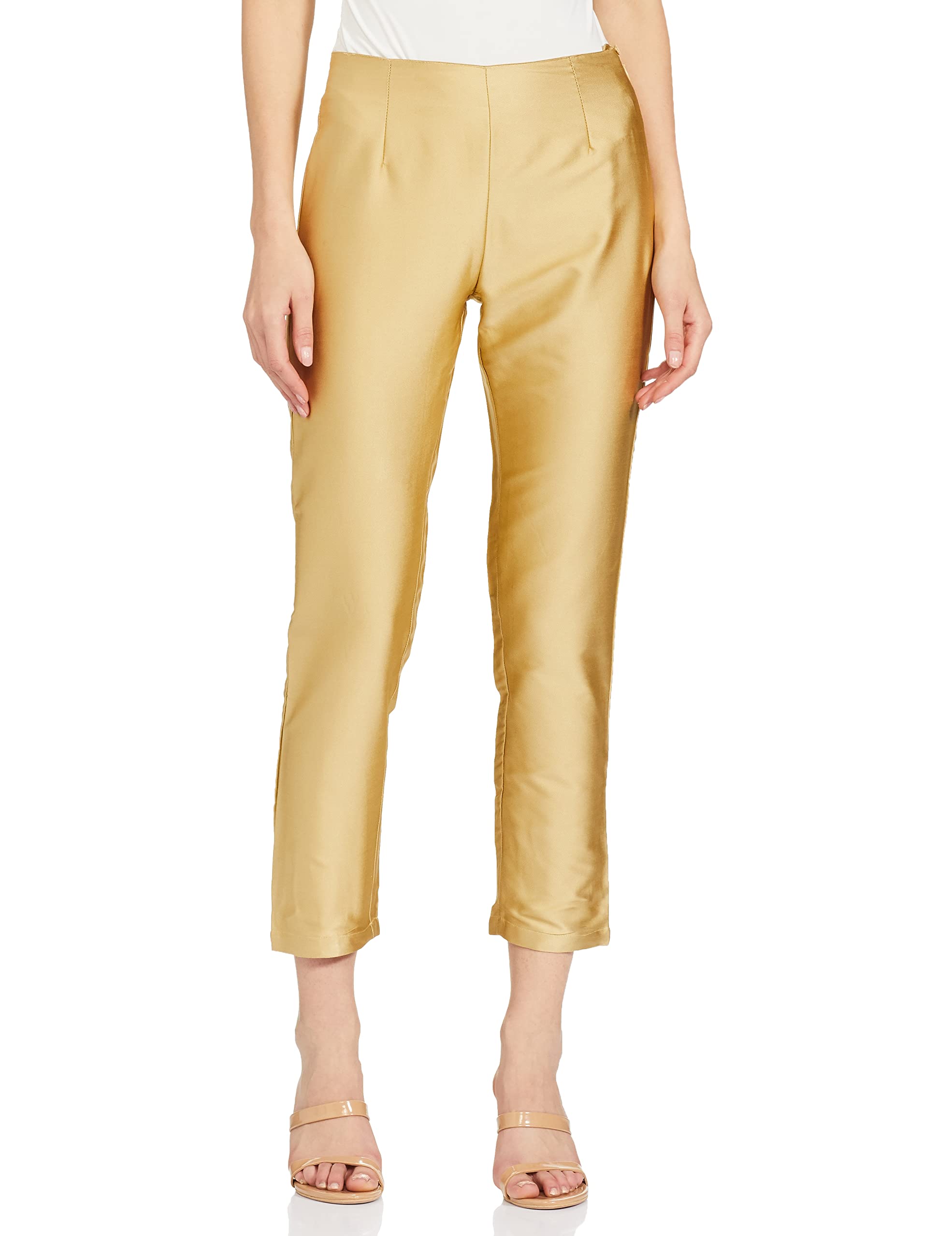 rangriti Gold Poly Cotton Slim Pants for Women-picture-25