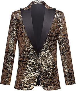 Chaqueta De Esmoquin con Lentejuelas Florales para Hombre Vestido con Purpurina Brillante Y Cuello De Pico Chaqueta De Fiesta para Cena De Boda para Hombre